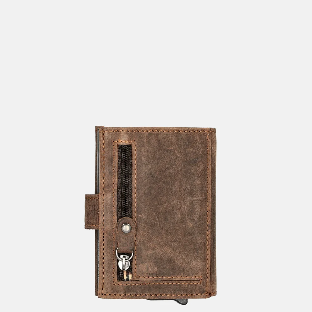 Hide & Stitches dubbele pasjeshouder donker bruin bij Duifhuizen