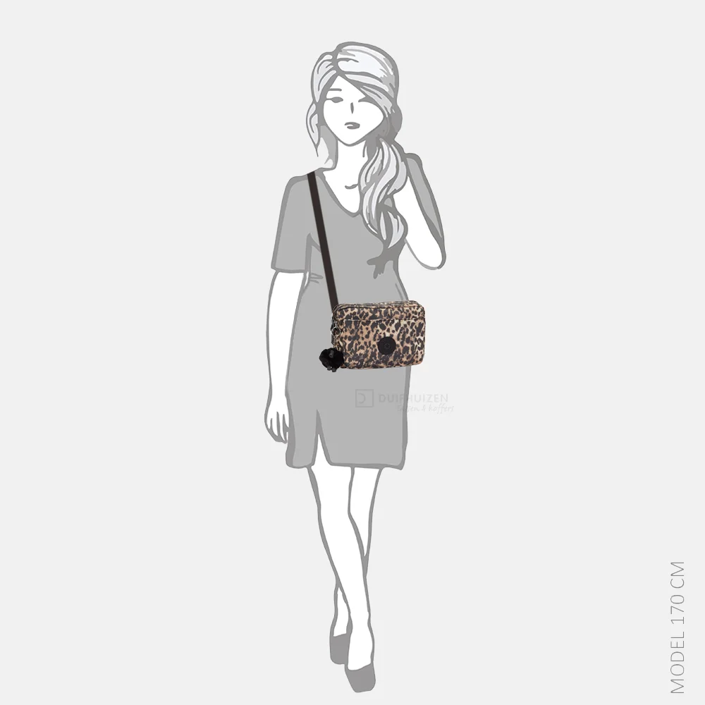 Kipling Abanu crossbody tas M wild leopard bij Duifhuizen