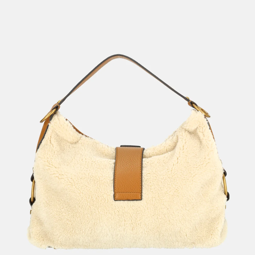 Guess Camden schoudertas teddy natural/cognac bij Duifhuizen