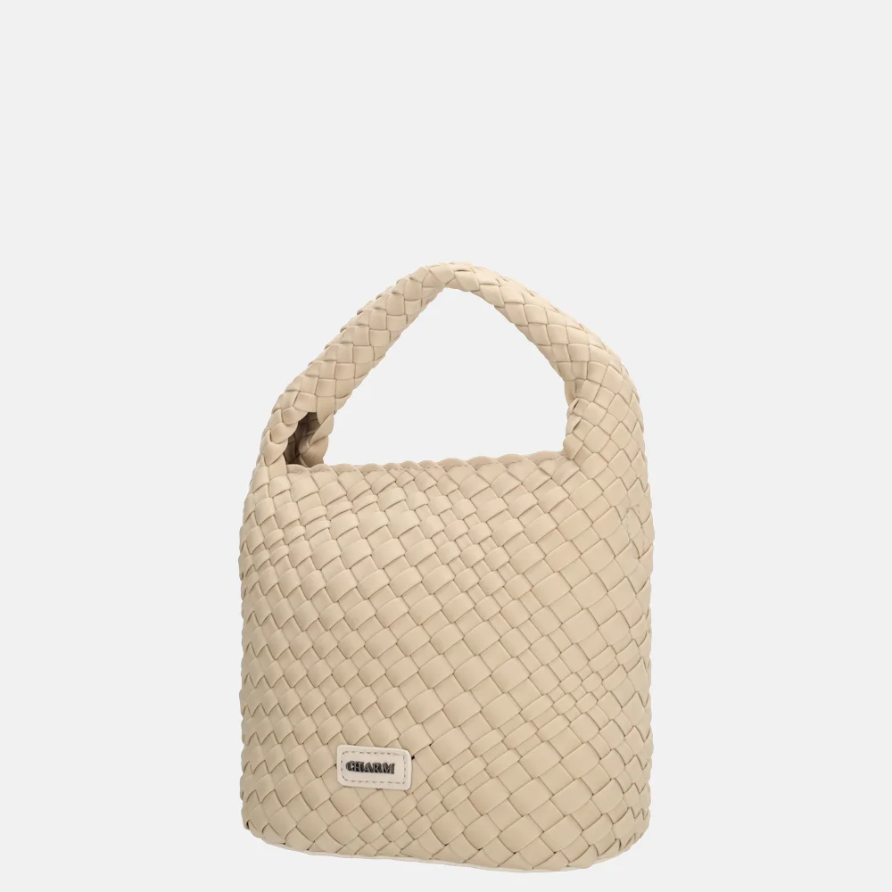 Charm London Madera handtas gevlochten neopreen S creme bij Duifhuizen