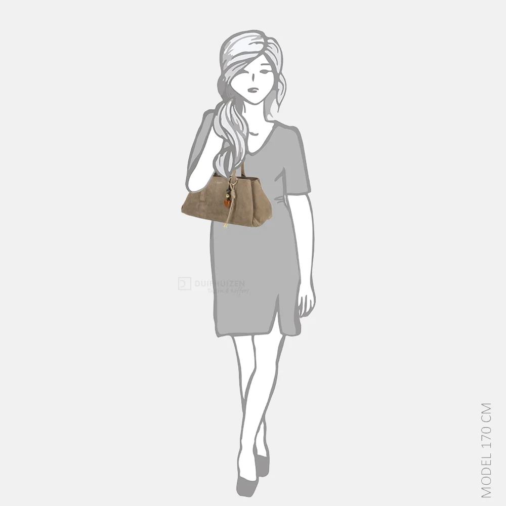 Flora & Co schoudertas suedine taupe bij Duifhuizen