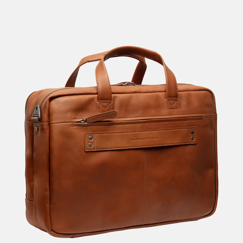 Chesterfield Ryan laptoptas 17 inch cognac bij Duifhuizen