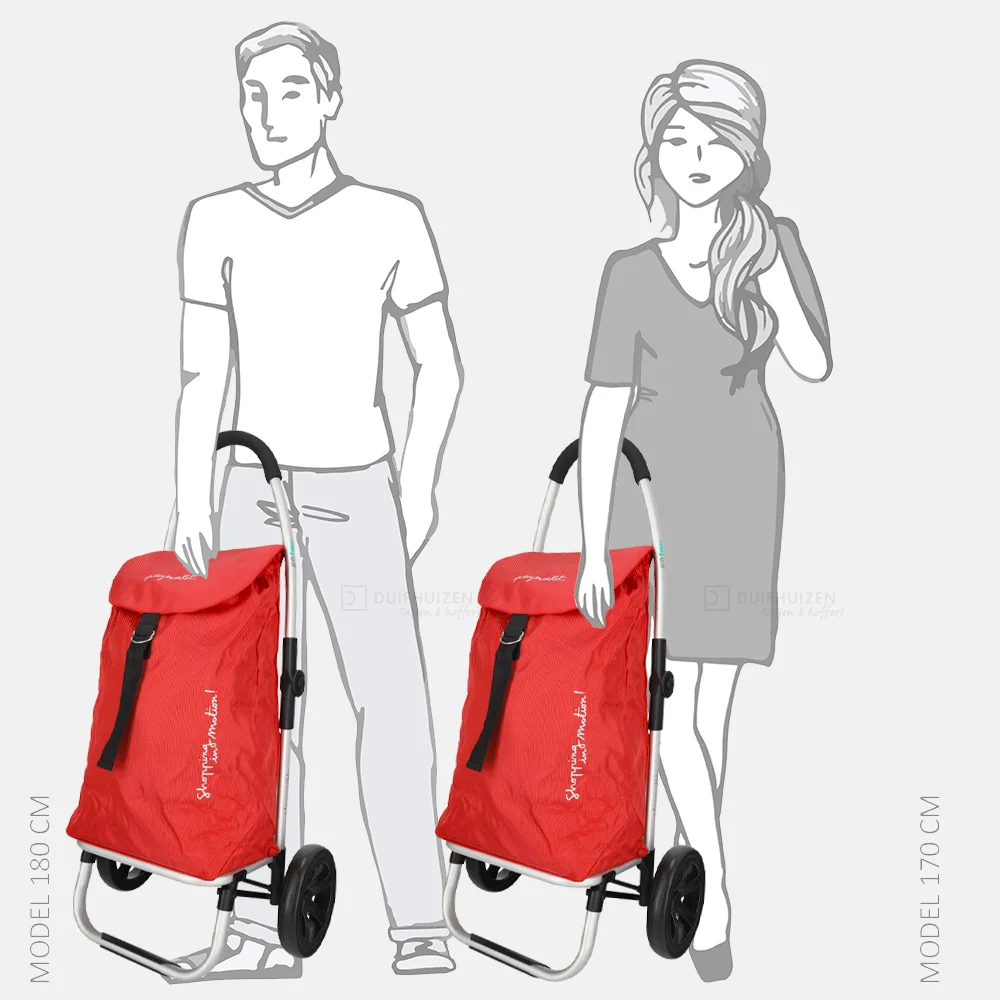 Playmarket Go Two compact boodschappentrolley rood bij Duifhuizen