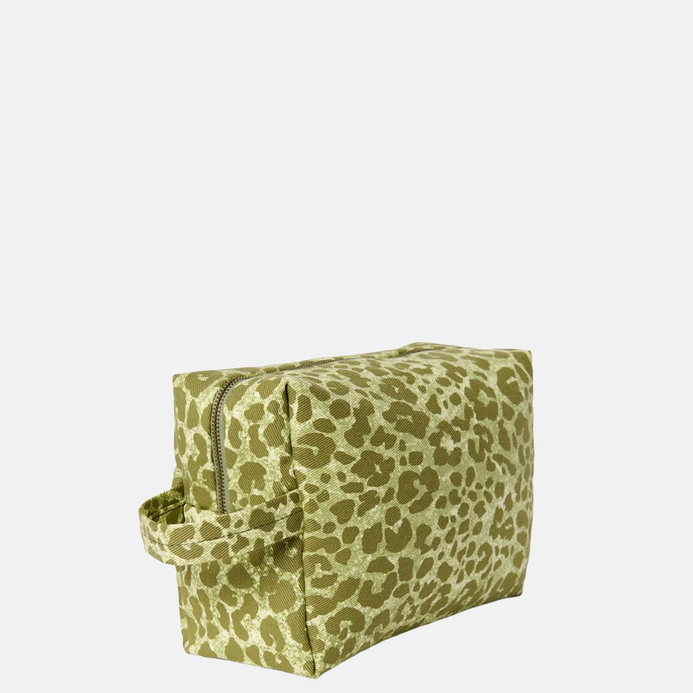 Studio Noos Cotton Twill toilettas green leopard bij Duifhuizen