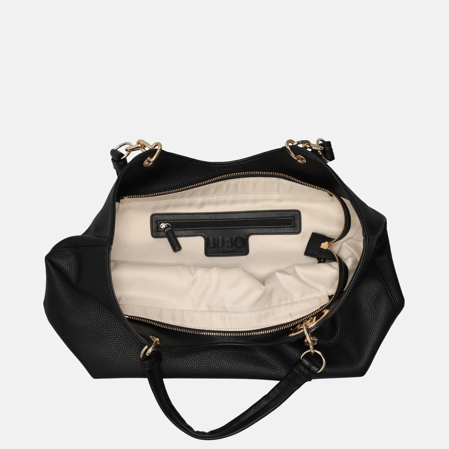 Liu Jo Faiza shopper tote L nero/brass gold bij Duifhuizen