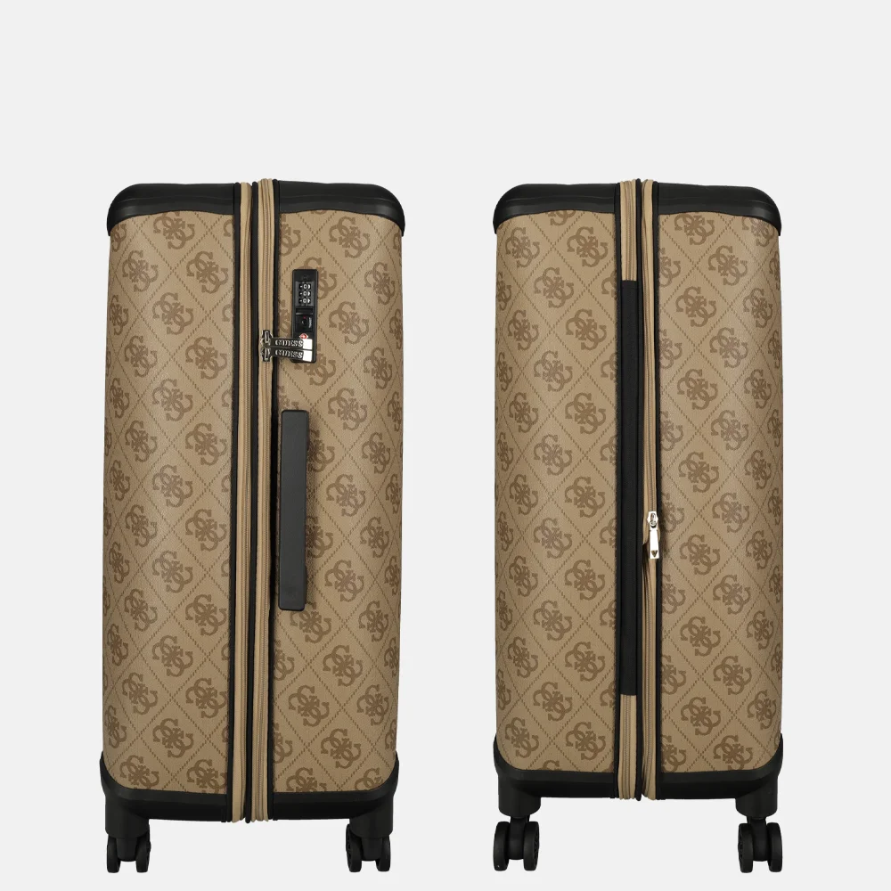 Guess Berta Spinner koffer 77 cm latte logo/brown bij Duifhuizen