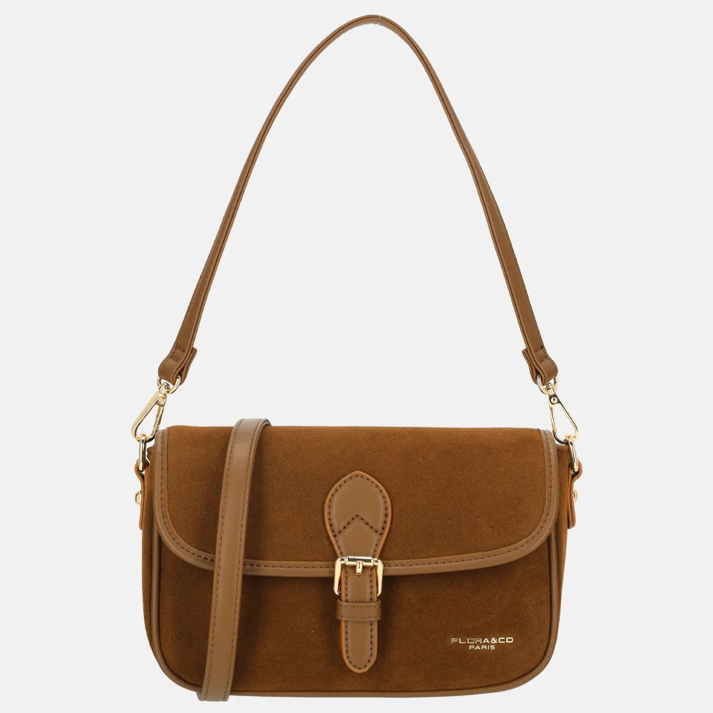 Flora & Co Suedine crossbody tas camel