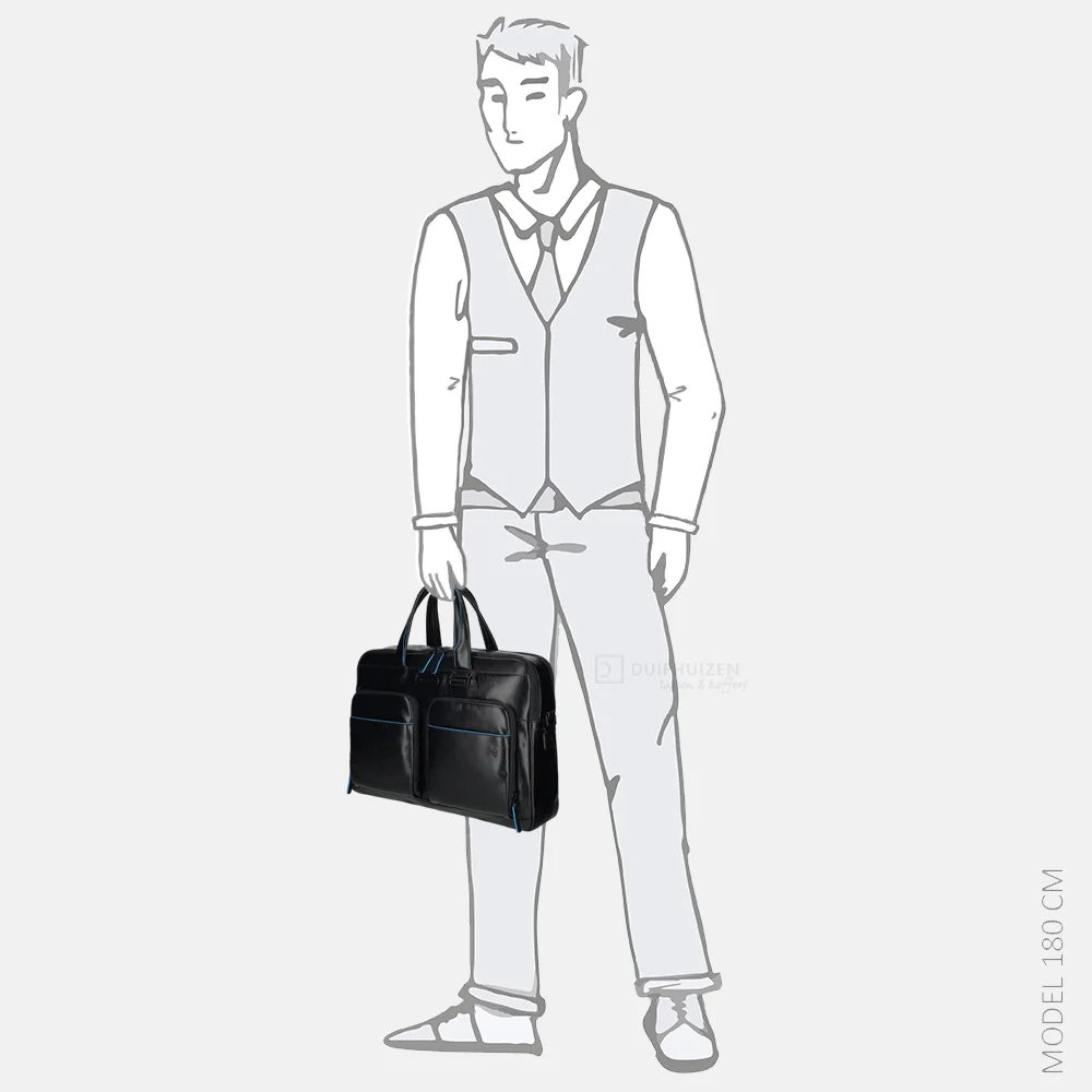 Piquadro laptoptas 15.6 inch blue bij Duifhuizen