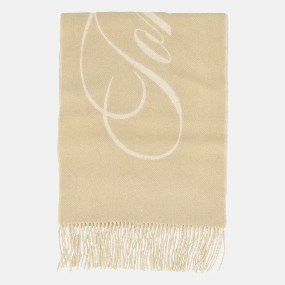 Tommy Hilfiger Script logo sjaal Sandalwood bij Duifhuizen