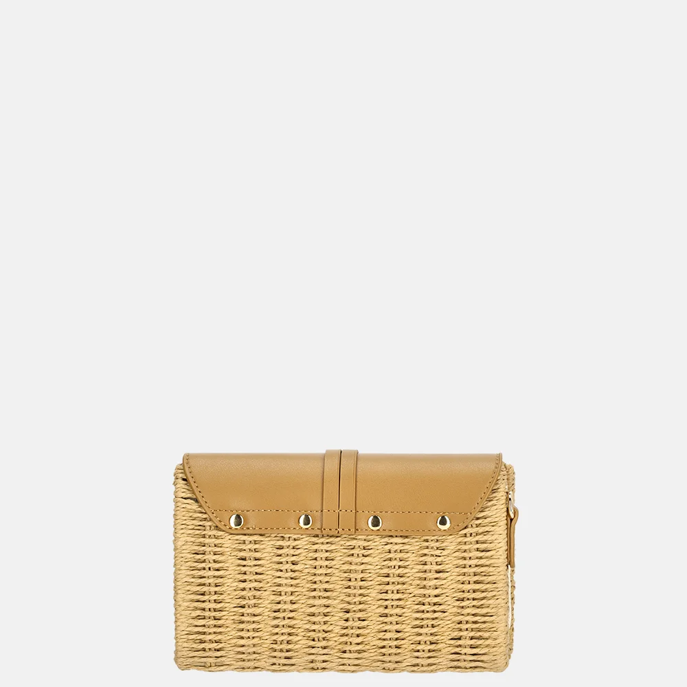 Flora & Co riet crossbody tas naturel/camel bij Duifhuizen