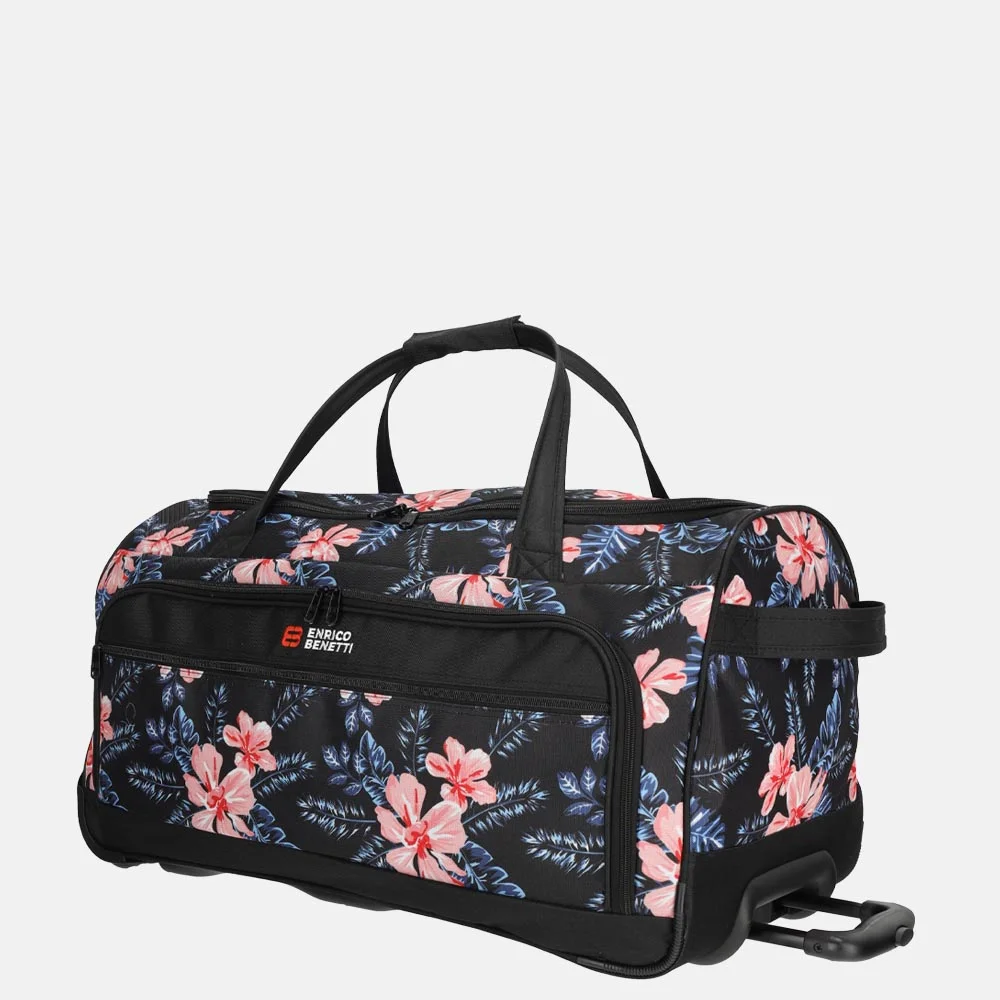 Enrico Benetti Santa Cruz wieltas 65cm black flower bij Duifhuizen