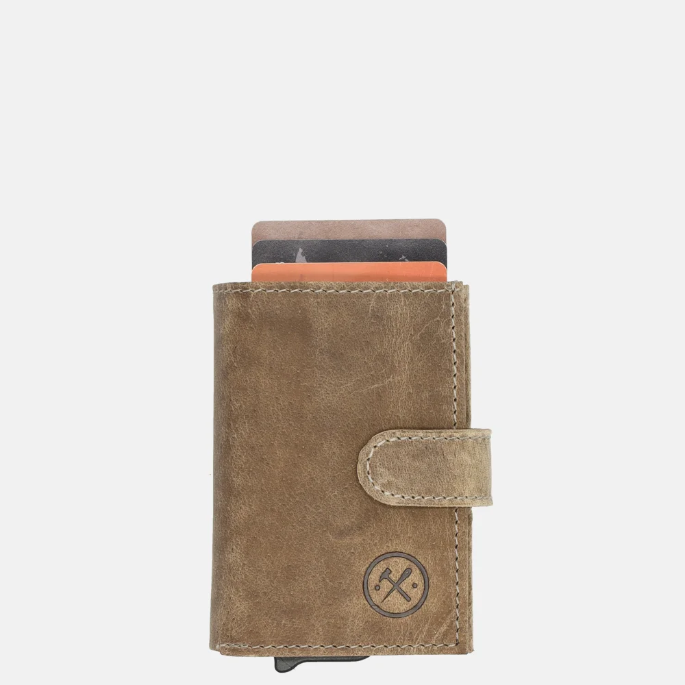 Hide & Stitches dubbele pasjeshouder donker zand bij Duifhuizen