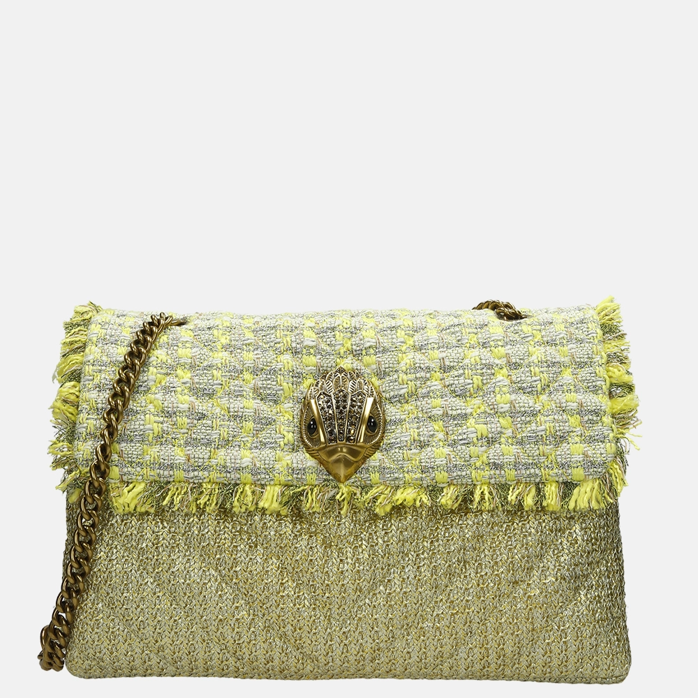 Kurt Geiger Raffia schoudertas XXL Kensington yellow