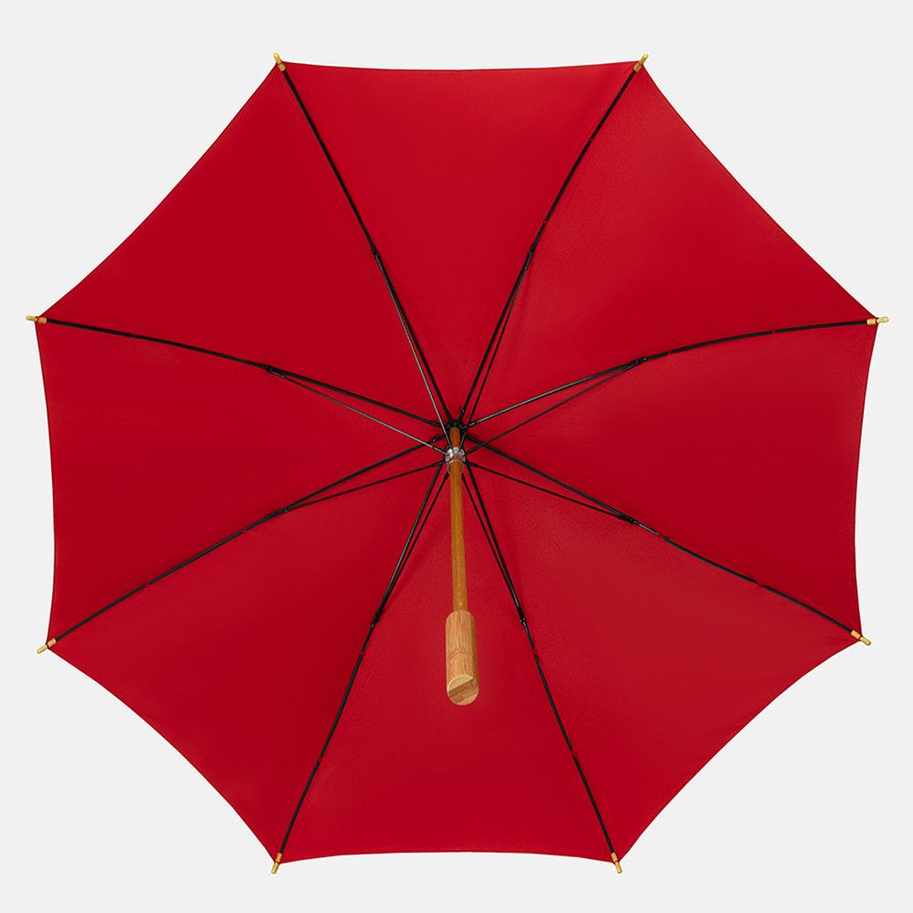 Impliva ECO Bamboe stokparaplu red bij Duifhuizen