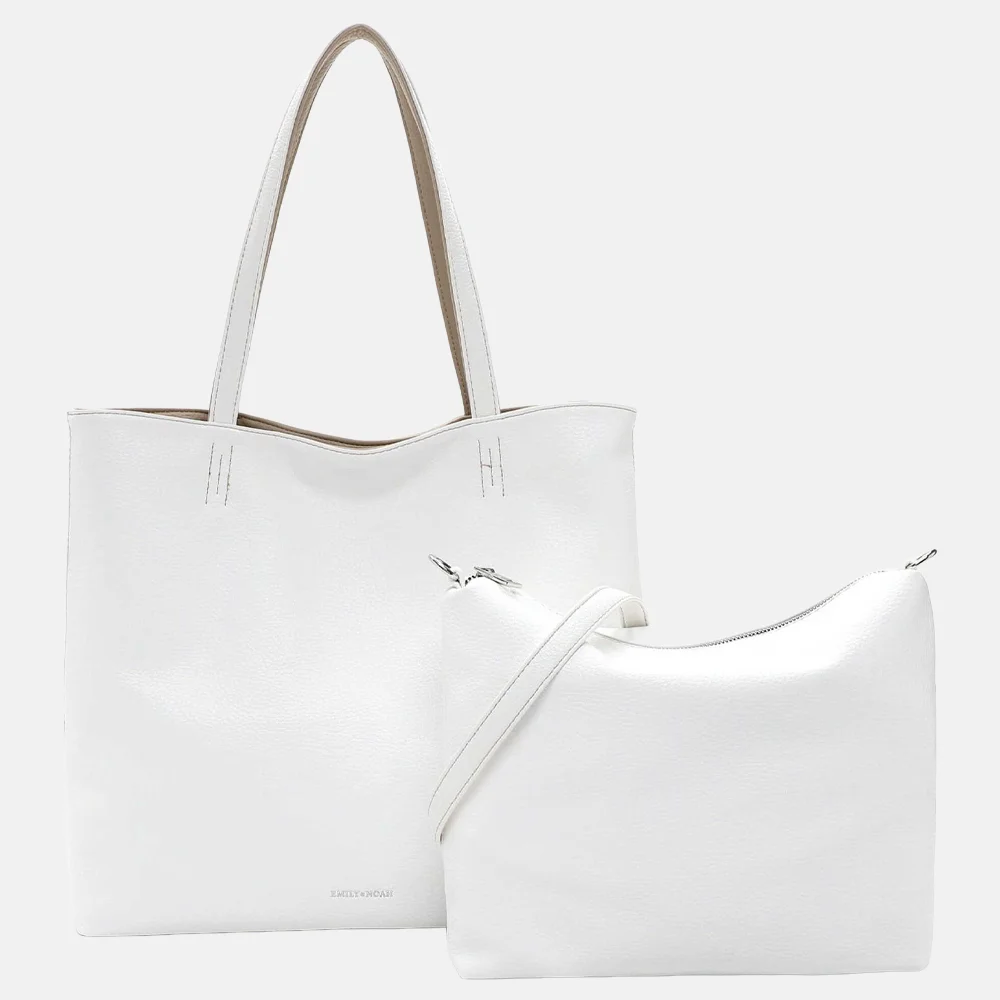 Emily & Noah Eva bag-in-bag shopper reversible white/beige bij Duifhuizen