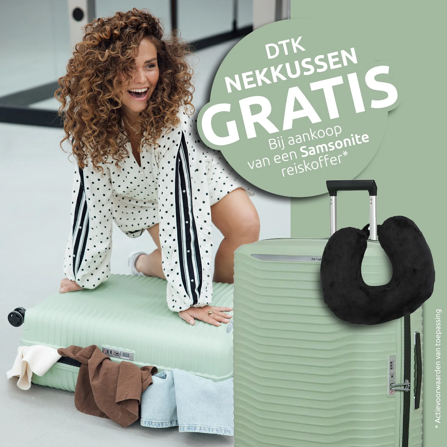 gratis nekkussen actie samsonite koffer