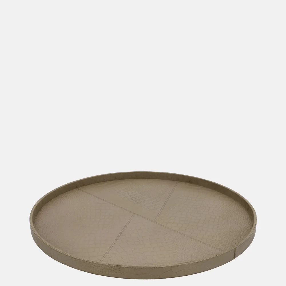 Chamada leren dienblad rond croco L taupe