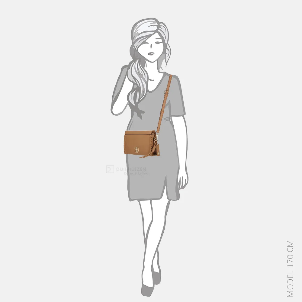 Laurent David Estee crossbody tas camel bij Duifhuizen