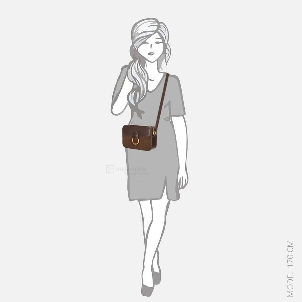 Laurent David Camille crossbody tas box suedine dark brown bij Duifhuizen