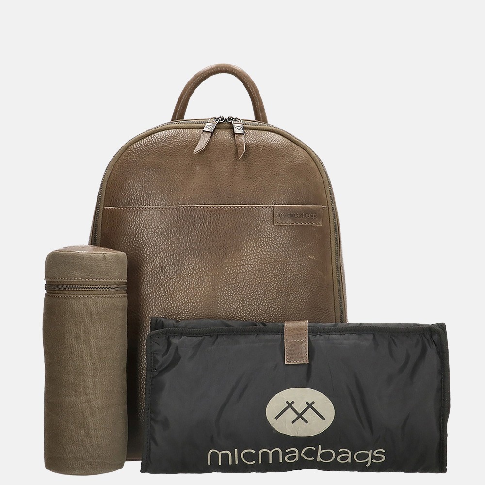 Micmacbags Côte d' Azur luiertas/rugzak dark taupe bij Duifhuizen