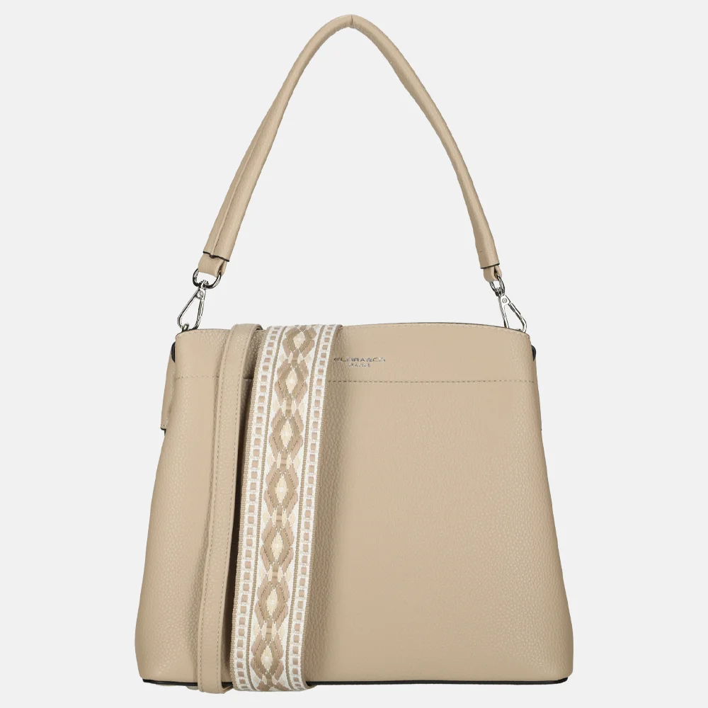 Flora & Co schoudertas fashionband beige
