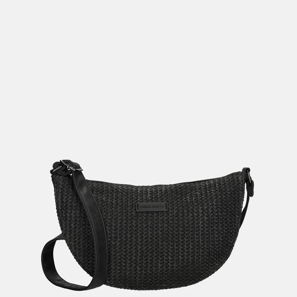 Enrico Benetti Raffia Banana crossbody tas zwart