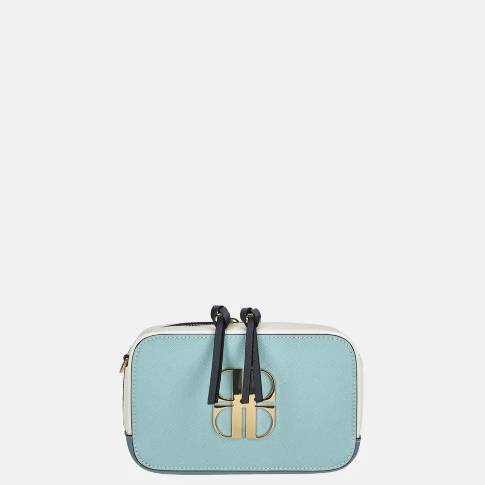 Laurent David Saffiano crossbody tas blue bij Duifhuizen