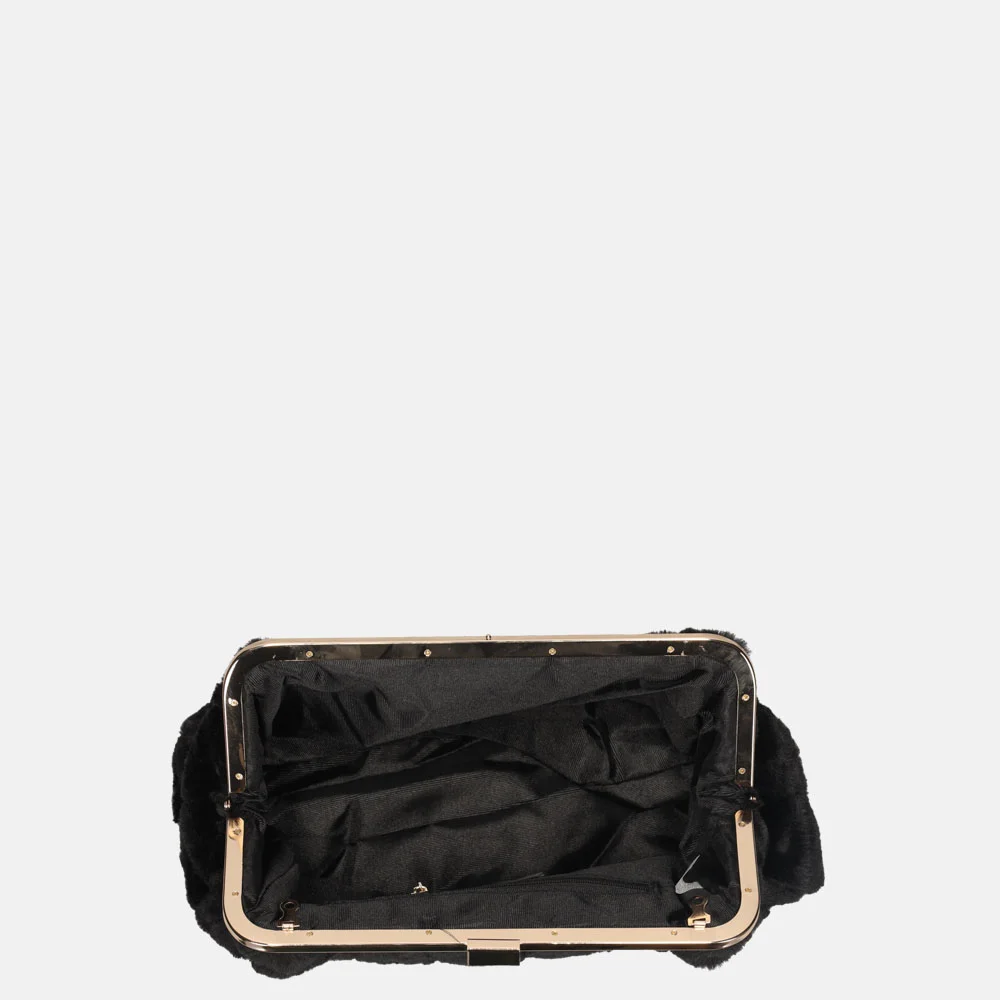 Firenze faux fur clutch L black bij Duifhuizen